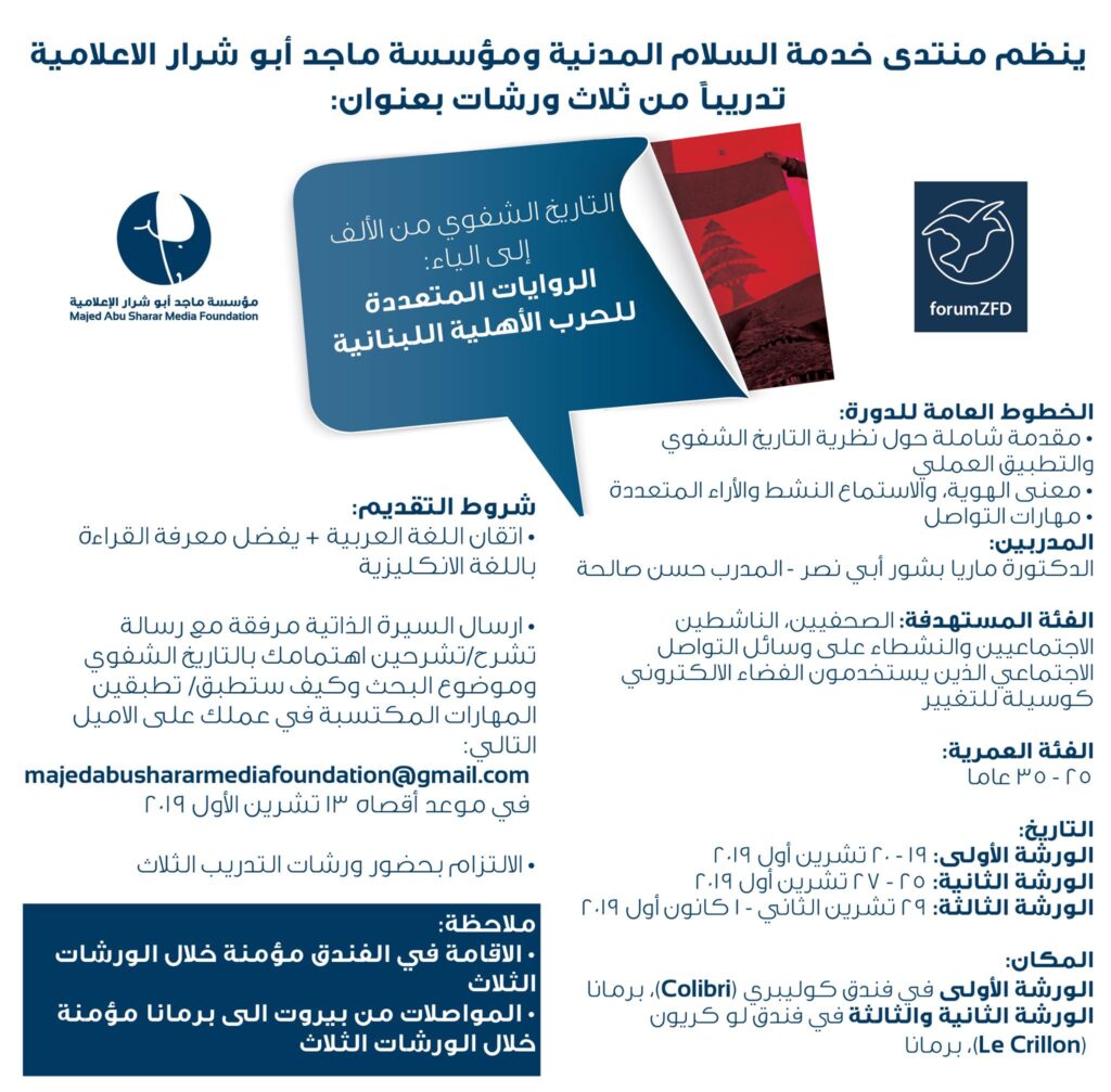 دورة حول روايات الحرب الأهلية في بيروت