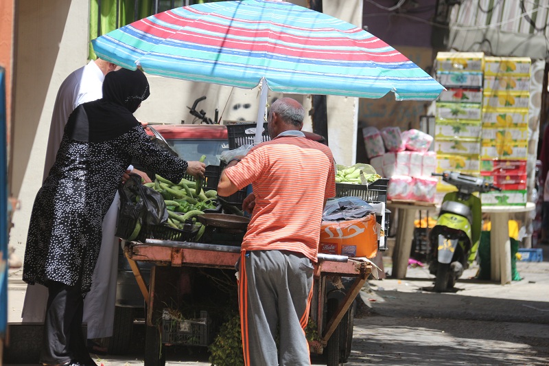 بائع خضار متجول في مخيم البص، صور، جنوب لبنان (بعدسة رانية سعد الله).