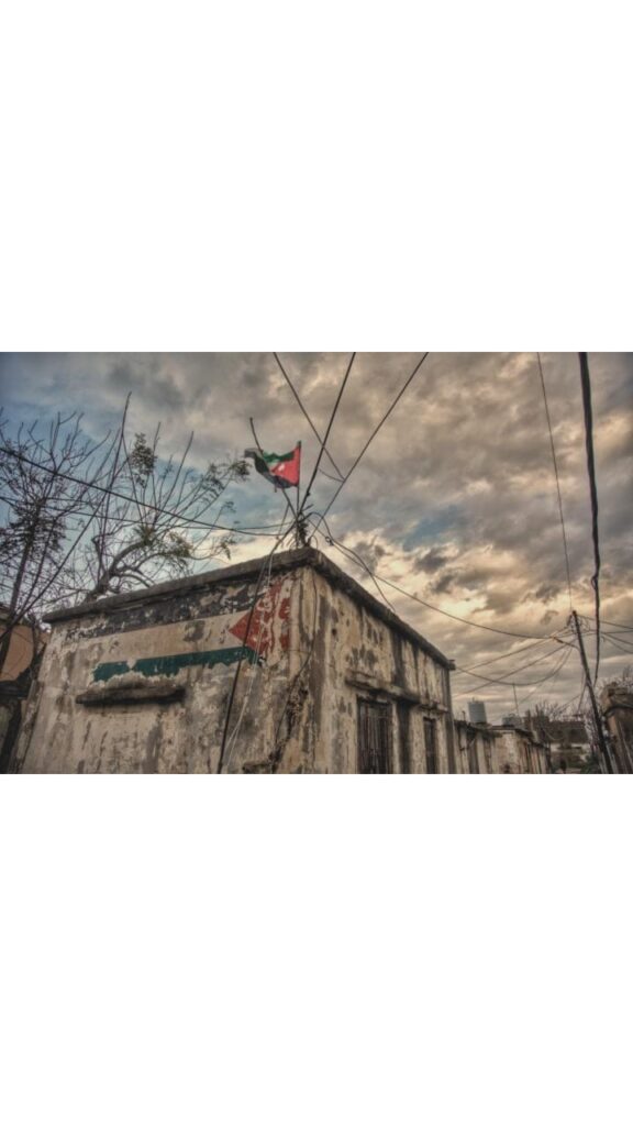 منزل يتزين بالعلم الفلسطيني في مخيم الرشيدية للاجئين الفلسطينيين في مدينة صور، جنوب لبنان (بعدسة رامي أحمد)