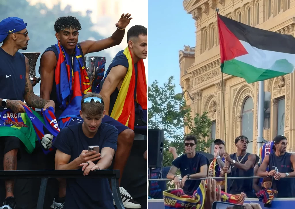 حملة تحريض على يامال بعد رفعه العلم الفلسطيني